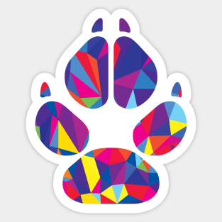 Rainbow Colorful Dog Paw Print Sticker